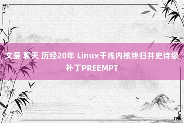 文爱 聊天 历经20年 Linux干线内核终归并史诗级补丁PREEMPT