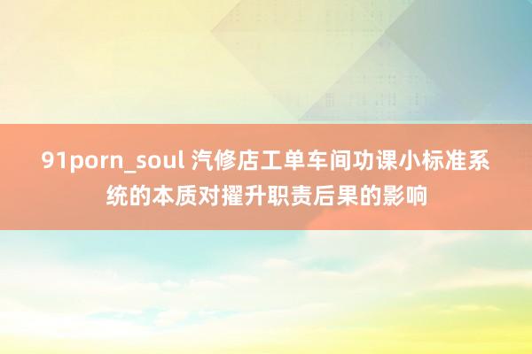 91porn_soul 汽修店工单车间功课小标准系统的本质对擢升职责后果的影响