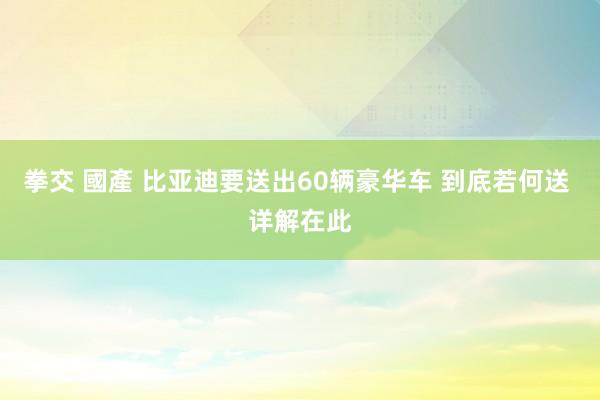 拳交 國產 比亚迪要送出60辆豪华车 到底若何送 详解在此