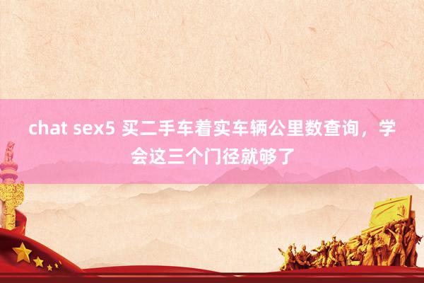 chat sex5 买二手车着实车辆公里数查询，学会这三个门径就够了