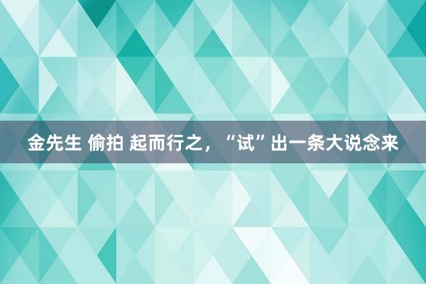 金先生 偷拍 起而行之，“试”出一条大说念来