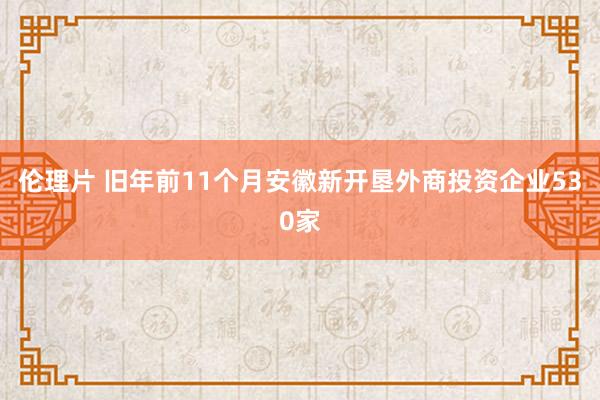 伦理片 旧年前11个月安徽新开垦外商投资企业530家